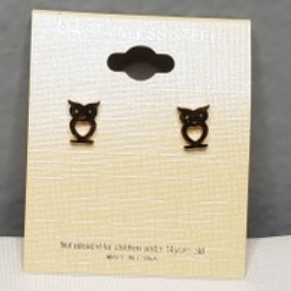 Stainless Steel Owl Earrings